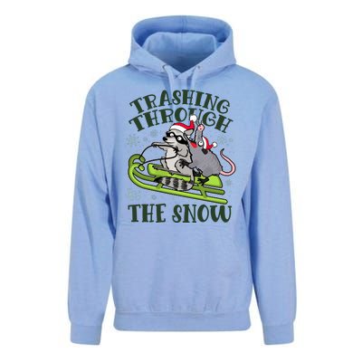 Funny Trashing Through The Snow Sleding Raccoon And Opossum Unisex Surf Hoodie