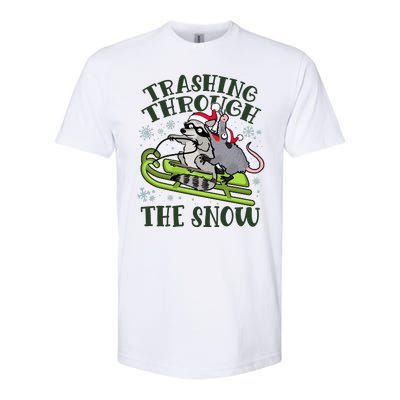 Funny Trashing Through The Snow Sleding Raccoon And Opossum Softstyle® CVC T-Shirt