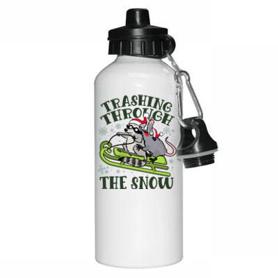 Funny Trashing Through The Snow Sleding Raccoon And Opossum Aluminum Water Bottle