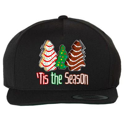 Funny Tis The Season Christmas Tree Cakes Debbie Wool Snapback Cap