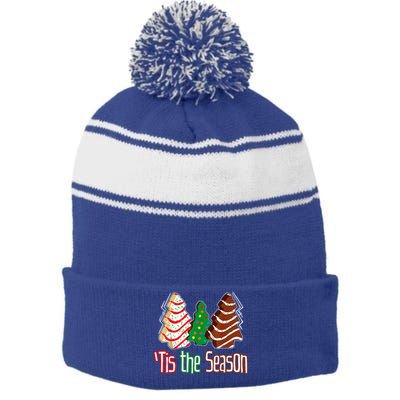 Funny Tis The Season Christmas Tree Cakes Debbie Stripe Pom Pom Beanie