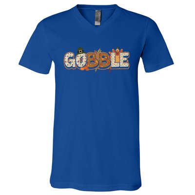 Funny Thanksgiving Turkey Day Gobble Gift V-Neck T-Shirt