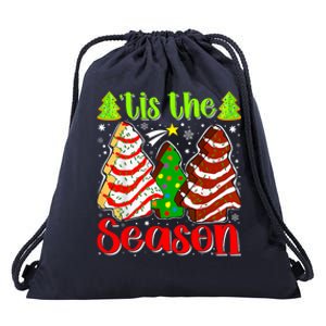 Funny Tis The Season Christmas Tree Cakes Debbie Drawstring Bag