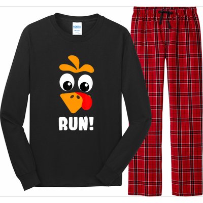 Funny Turkey Trot Adult Running Costume Turkey Face Long Sleeve Pajama Set