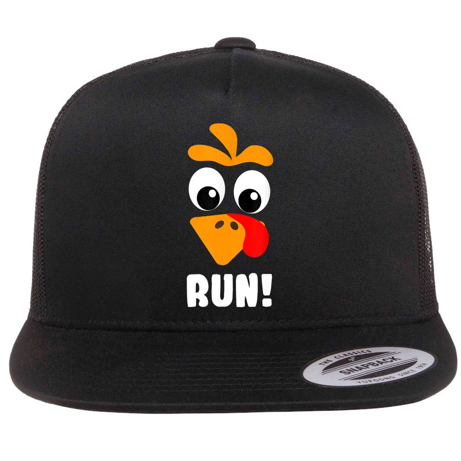 Funny Turkey Trot Adult Running Costume Turkey Face Flat Bill Trucker Hat
