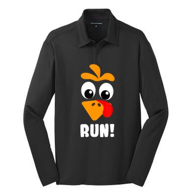 Funny Turkey Trot Adult Running Costume Turkey Face Silk Touch Performance Long Sleeve Polo