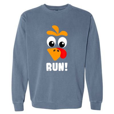 Funny Turkey Trot Adult Running Costume Turkey Face Garment-Dyed Sweatshirt