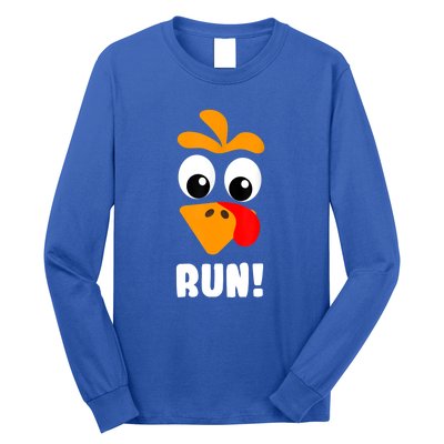 Funny Turkey Trot Adult Running Costume Turkey Face Long Sleeve Shirt