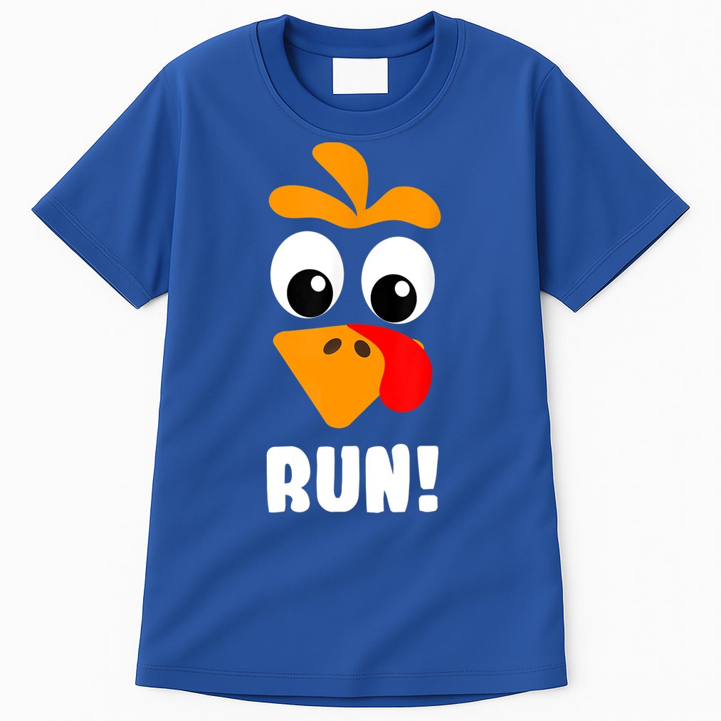 Funny Turkey Trot Adult Running Costume Turkey Face Tall T-Shirt