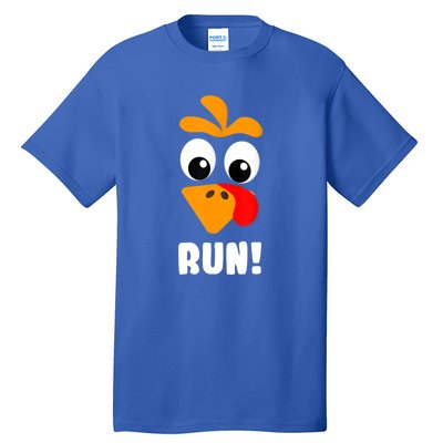 Funny Turkey Trot Adult Running Costume Turkey Face Tall T-Shirt