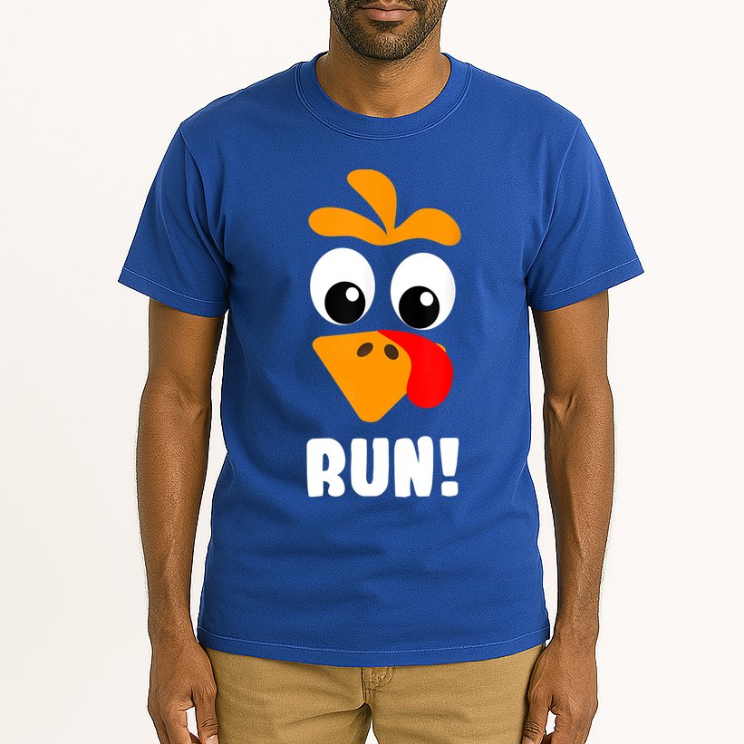Funny Turkey Trot Adult Running Costume Turkey Face Tall T-Shirt