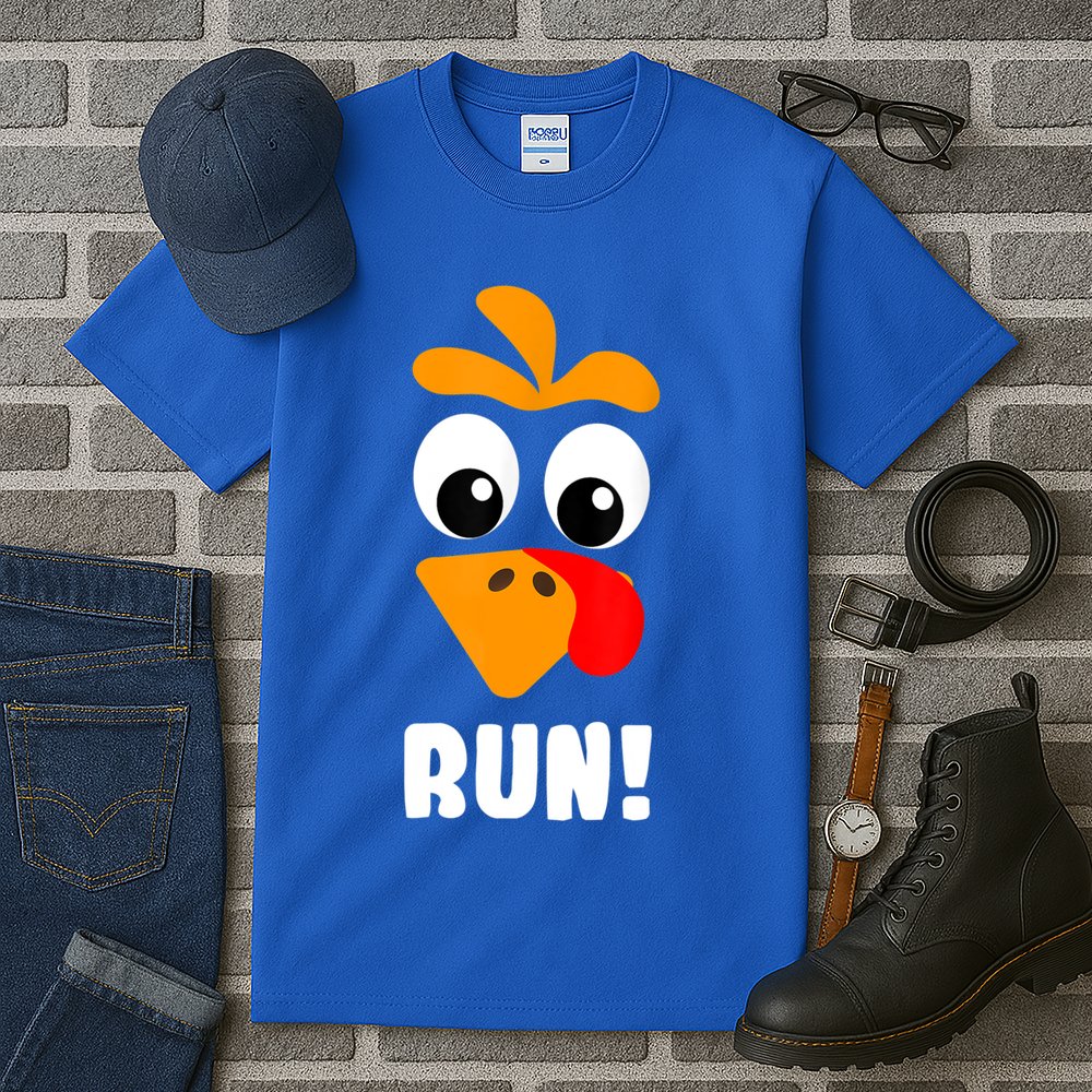 Funny Turkey Trot Adult Running Costume Turkey Face Tall T-Shirt