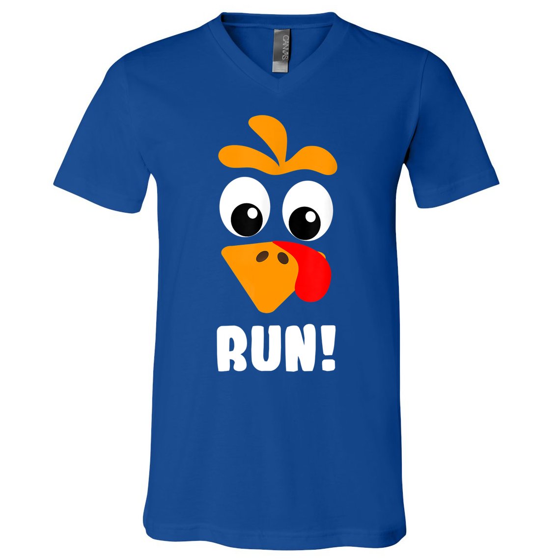 Funny Turkey Trot Adult Running Costume Turkey Face V-Neck T-Shirt