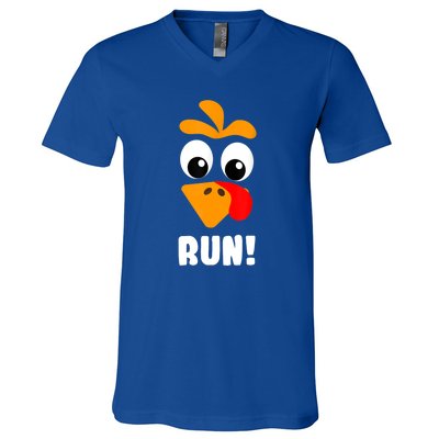 Funny Turkey Trot Adult Running Costume Turkey Face V-Neck T-Shirt