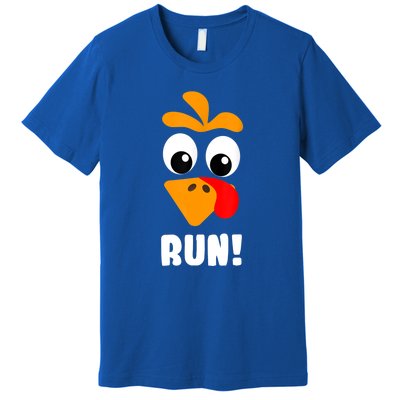 Funny Turkey Trot Adult Running Costume Turkey Face Premium T-Shirt