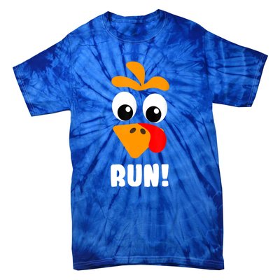 Funny Turkey Trot Adult Running Costume Turkey Face Tie-Dye T-Shirt