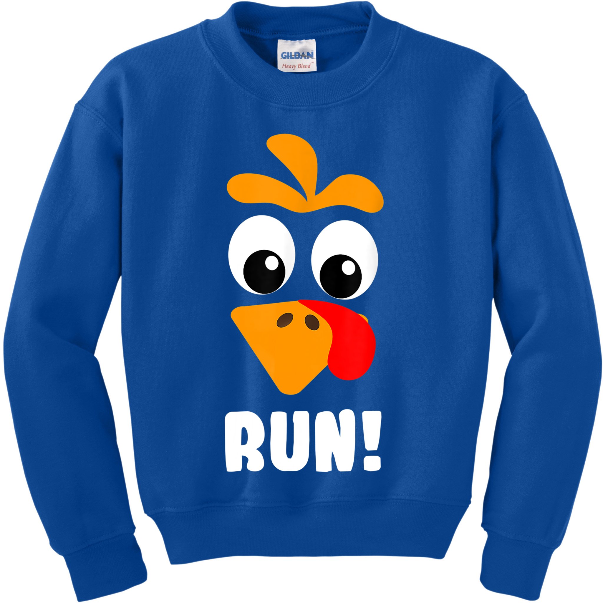 Funny Turkey Trot Adult Running Costume Turkey Face Kids Sweatshirt