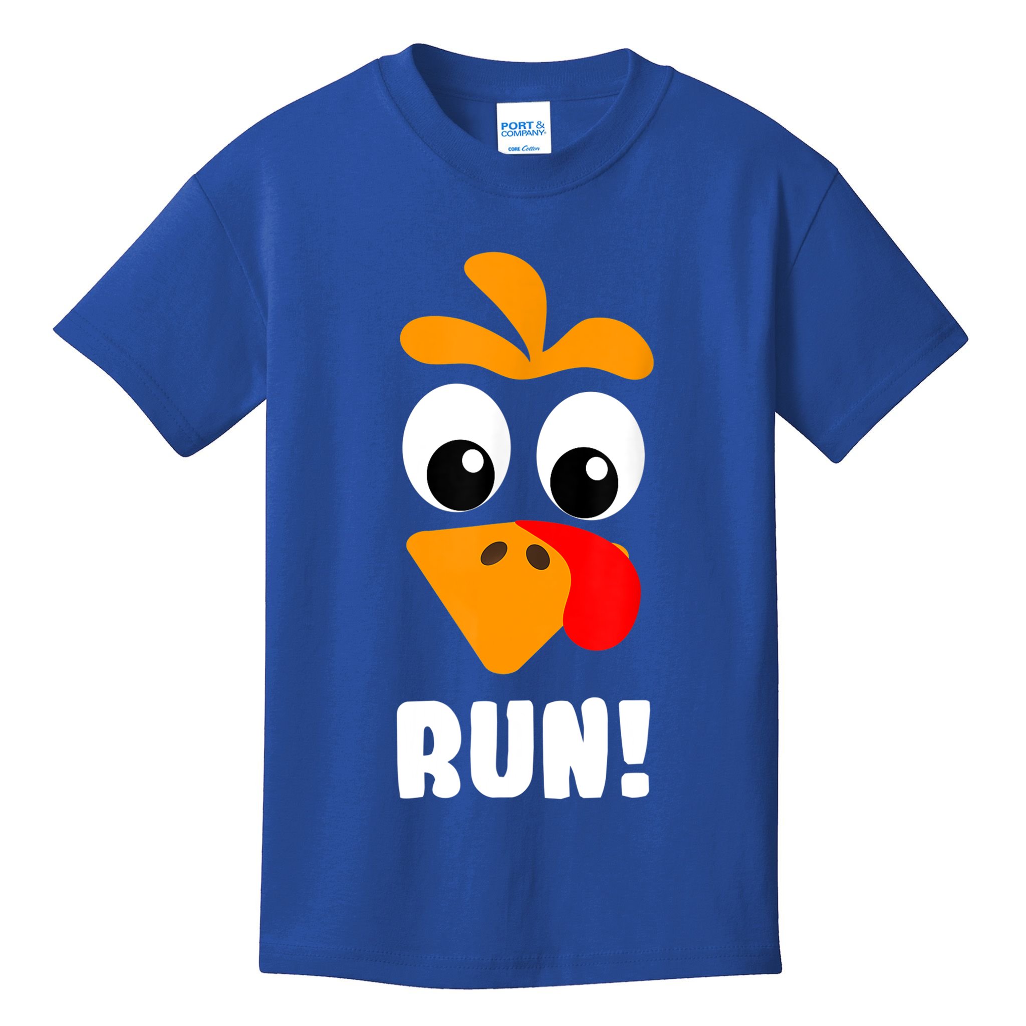 Funny Turkey Trot Adult Running Costume Turkey Face Kids T-Shirt