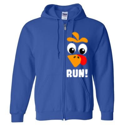 Funny Turkey Trot Adult Running Costume Turkey Face Full Zip Hoodie