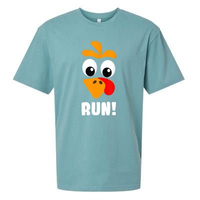 Funny Turkey Trot Adult Running Costume Turkey Face Sueded Cloud Jersey T-Shirt