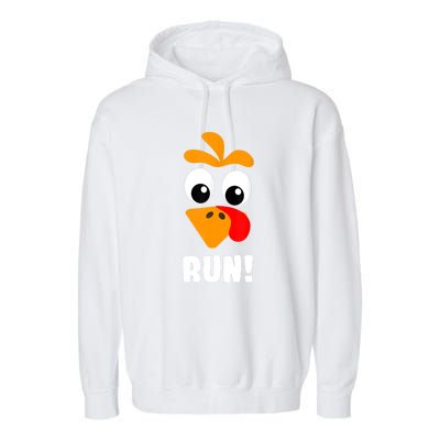 Funny Turkey Trot Adult Running Costume Turkey Face Garment-Dyed Fleece Hoodie