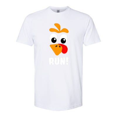 Funny Turkey Trot Adult Running Costume Turkey Face Softstyle CVC T-Shirt