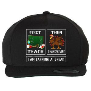 First Teach Then Thanksgiving IM Earning A Break Teacher Wool Snapback Cap