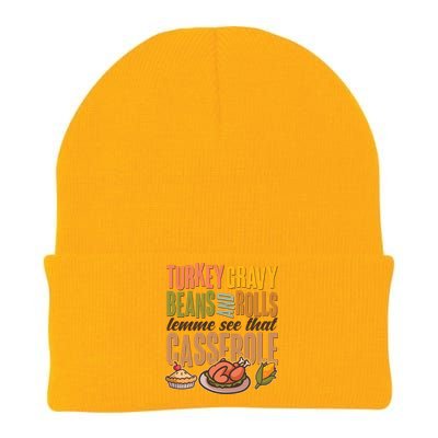 Funny Thanksgiving Turkey Gravy Bean And Rolls Lemme See That Casserole Knit Cap Winter Beanie