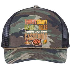 Funny Thanksgiving Turkey Gravy Bean And Rolls Lemme See That Casserole Retro Rope Trucker Hat Cap