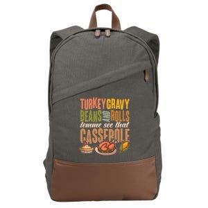 Funny Thanksgiving Turkey Gravy Bean And Rolls Lemme See That Casserole Cotton Canvas Backpack