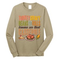 Funny Thanksgiving Turkey Gravy Bean And Rolls Lemme See That Casserole Long Sleeve Shirt