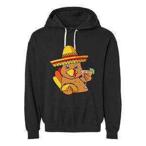 Festive Turkey Taco Celebrate Thanksgiving with Mexican Flavors Garment-Dyed Fleece Hoodie