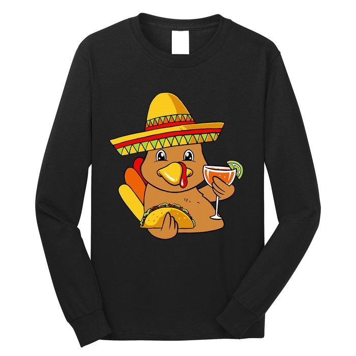 Festive Turkey Taco Celebrate Thanksgiving with Mexican Flavors Long Sleeve Shirt