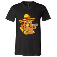 Festive Turkey Taco Celebrate Thanksgiving with Mexican Flavors V-Neck T-Shirt