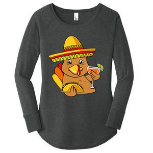 Festive Turkey Taco Celebrate Thanksgiving with Mexican Flavors Women's Perfect Tri Tunic Long Sleeve Shirt