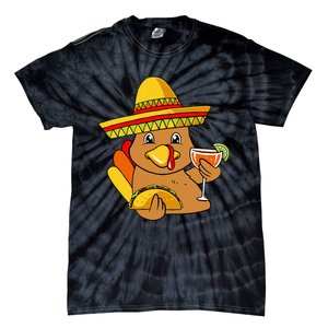 Festive Turkey Taco Celebrate Thanksgiving with Mexican Flavors Tie-Dye T-Shirt