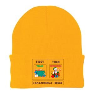 First Teach Then Christmas I Am Earning A Break Teachers Knit Cap Winter Beanie