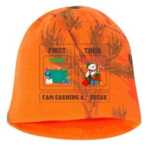 First Teach Then Christmas I Am Earning A Break Teachers Kati - Camo Knit Beanie