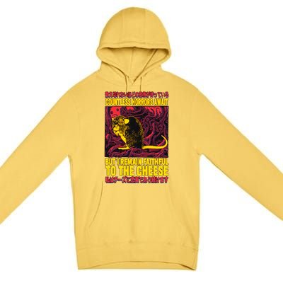 Faithful To The Cheese Japanese Horror Rat Premium Pullover Hoodie