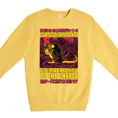 Faithful To The Cheese Japanese Horror Rat Premium Crewneck Sweatshirt