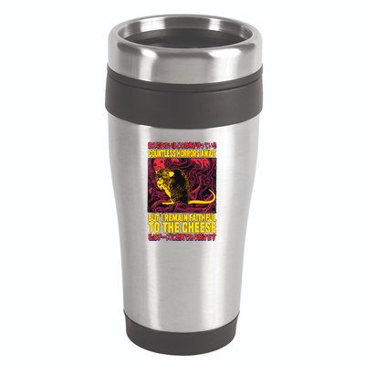 Faithful To The Cheese Japanese Horror Rat 16oz Travel Tumbler