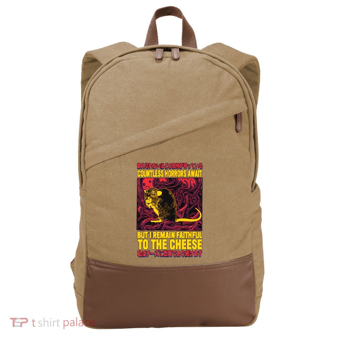 Faithful To The Cheese Japanese Horror Rat Cotton Canvas Backpack