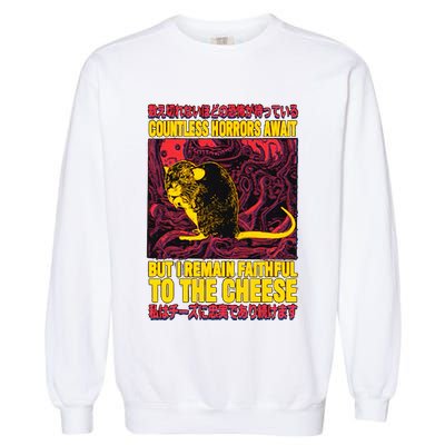 Faithful To The Cheese Japanese Horror Rat Garment-Dyed Sweatshirt