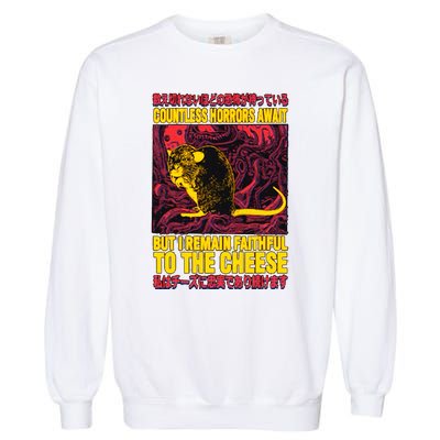 Faithful To The Cheese Japanese Horror Rat Garment-Dyed Sweatshirt