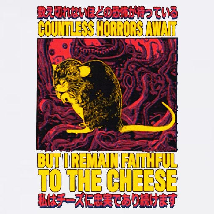 Faithful To The Cheese Japanese Horror Rat Flat Bill Trucker Hat