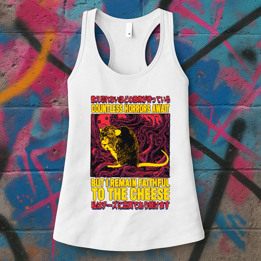 Faithful To The Cheese Japanese Horror Rat Womens Tank Top