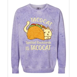 Funny TacoCat Tacocat Spelled Backward Is Tacocat Colorblast Crewneck Sweatshirt