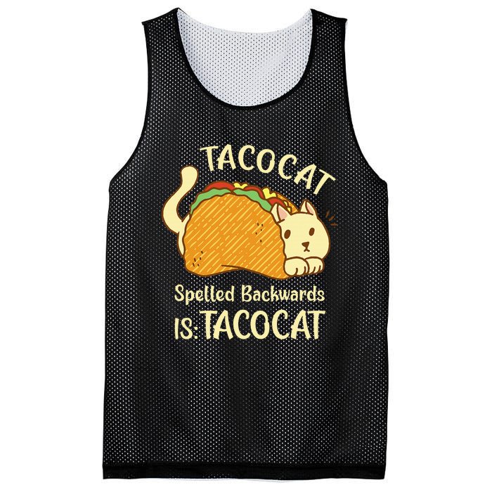 Funny TacoCat Tacocat Spelled Backward Is Tacocat Mesh Reversible Basketball Jersey Tank