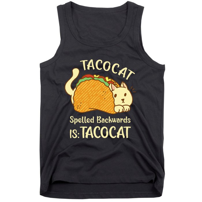 Funny TacoCat Tacocat Spelled Backward Is Tacocat Tank Top