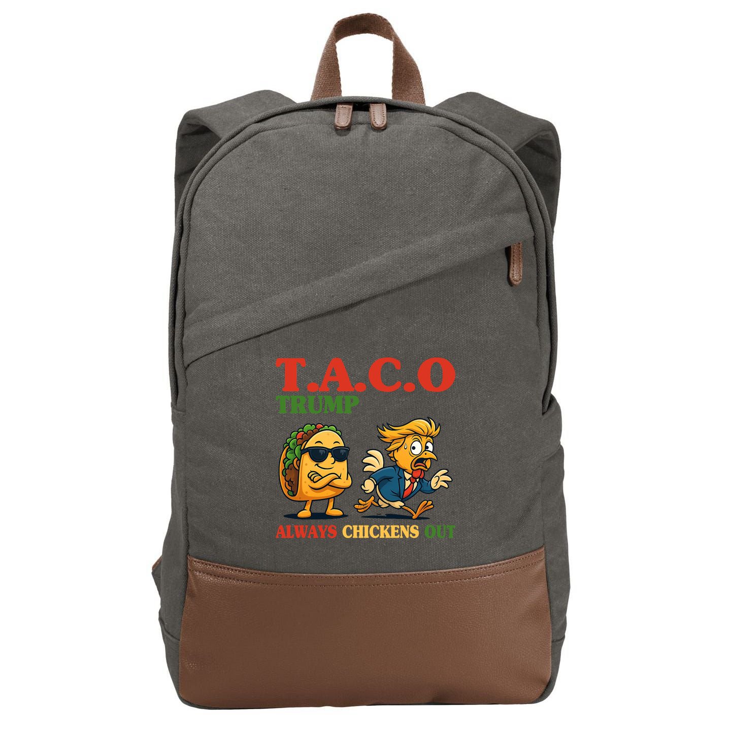 Funny Taco Trump Always Chickens Out Cotton Canvas Backpack